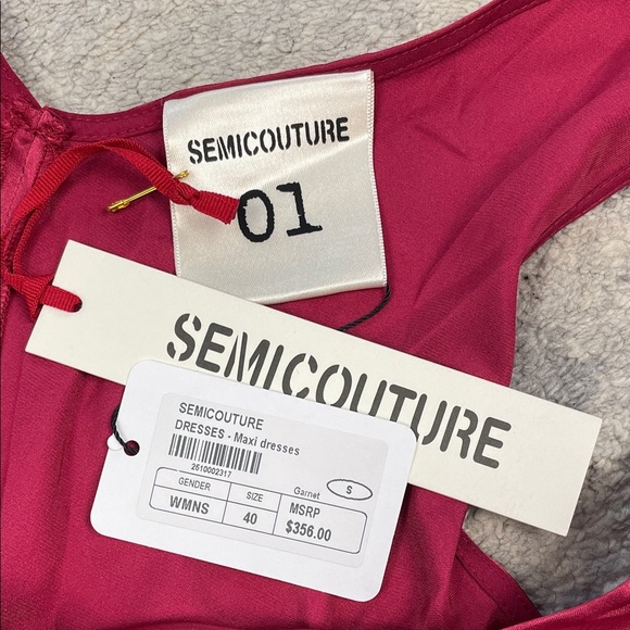 NWT Semicouture Red Berry Satin Silk Maxi Dress Lingerie Slip Sz 40 - Picture 6 of 12